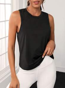 Yoga Trendy Slogan Graphic Sports Tank Top - Black - View 2