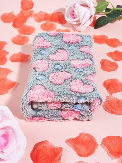 Coperta leggera in poliestere traspirante e lavabile con motivo a cuori, adatta per gatti e cani di piccola e media taglia per il sonno estivo