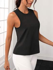 Yoga Trendy Slogan Graphic Sports Tank Top - Black - View 4