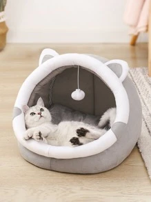 1pc Cat Ear Design Pet Bed For Cat For Sleeping