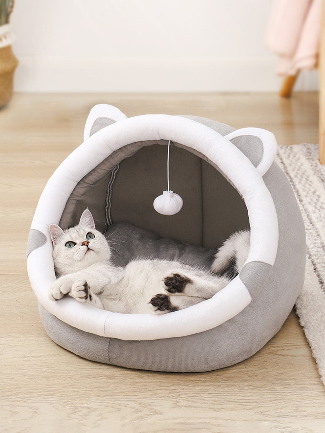 1pc Cat Ear Design Pet Bed For Cat For Sleeping