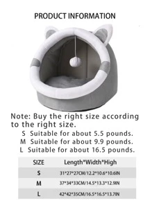 1pc Cat Ear Design Pet Bed For Cat For Sleeping