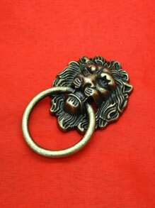 4入組古董獅子頭形狀門圓環和櫥櫃手柄復古鋅合金抽屜把手手柄 - 銅色 - 查看 4