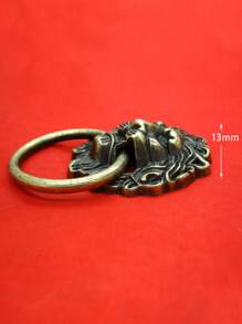 4入組古董獅子頭形狀門圓環和櫥櫃手柄復古鋅合金抽屜把手手柄 - 銅色 - 查看 5