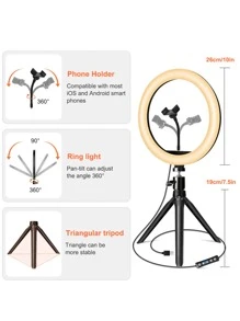 Đèn vòng selfie 10 inch với giá ba chân - màu đen - Xem 4