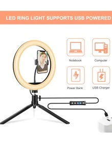 Đèn vòng selfie 10 inch với giá ba chân - màu đen - Xem 5