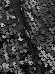 SHEIN ICON One Shoulder Sequin Top - Black - View 3