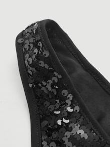 SHEIN ICON One Shoulder Sequin Top - Black - View 4