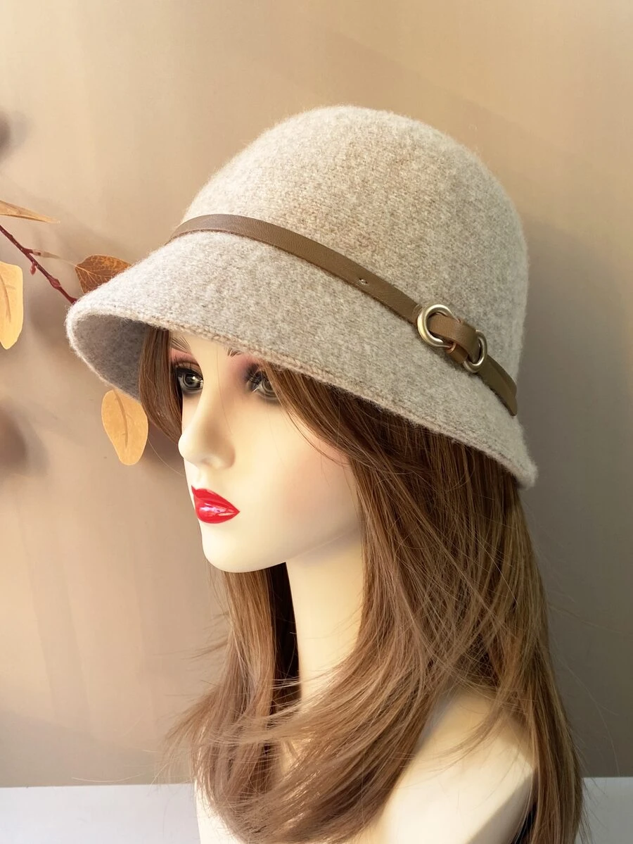 Belt Decor Bucket Hat - Beige - View 1