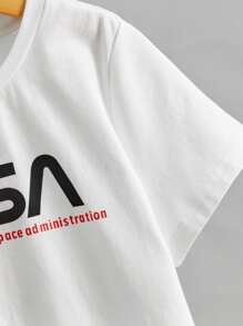 SHEIN Toddler Boys Slogan Graphic Tee - White - View 4