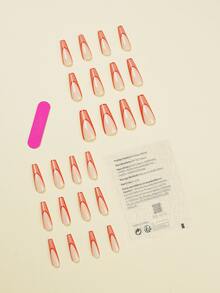 24pcs Long Coffin Fake Nail & 1pc Nail File & 1sheet Tape - Multicolor - View 2