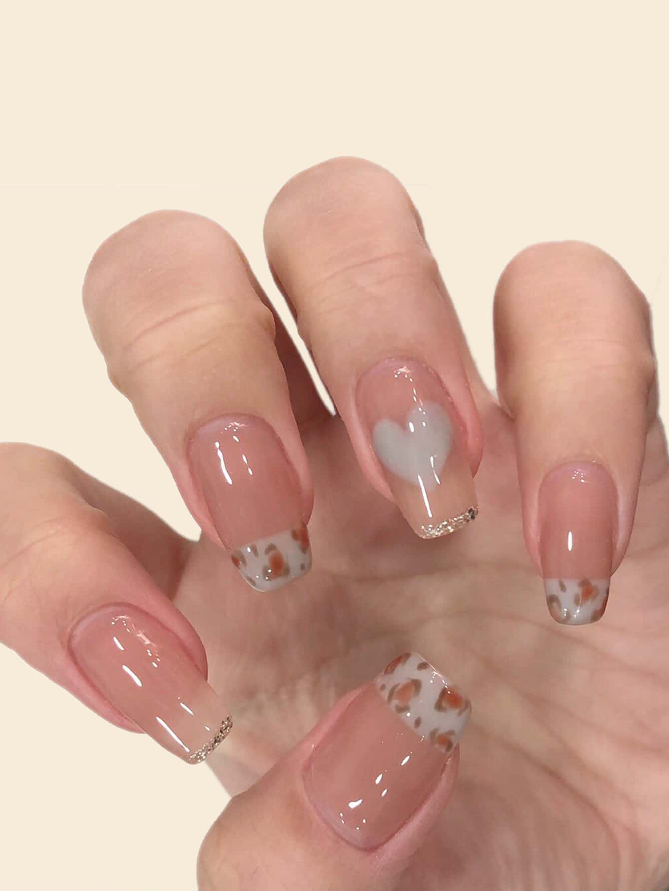 24pcs Long Square Fake Nail & 1pc Nail File & 1sheet Tape - Pink - View 1