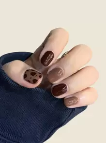 24 chiếc móng tay giả da báo & 1 miếng băng dính & 1 cái dũa móng tay - Nhiều màu - Xem 1