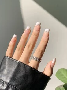 24pcs Long Square Fake Nail & 1pc Nail File & 1sheet Tape - Multicolor - View 1