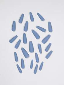 24pcs Long Coffin Fake Nail & 1pc Nail File & 1sheet Tape - Grey - View 4