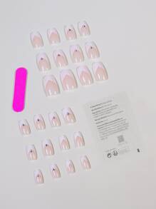 24pcs Long Square Fake Nail & 1pc Nail File & 1sheet Tape - Multicolor - View 2