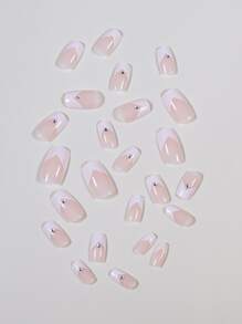 24pcs Long Square Fake Nail & 1pc Nail File & 1sheet Tape - Multicolor - View 4