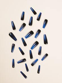 24pcs Long Coffin Fake Nail & 1pc Nail File & 1sheet Tape - Blue - View 4