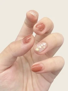 24 móng tay giả và 1 miếng băng keo và 1 giũa móng tay - trái cam - Xem 1