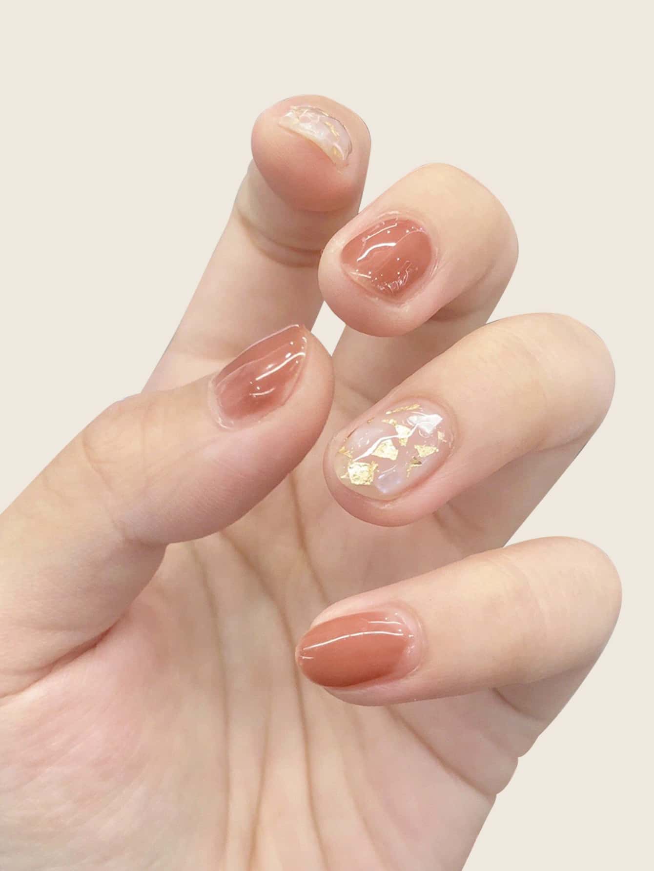 24 móng tay giả và 1 miếng băng keo và 1 giũa móng tay - trái cam - Xem 1