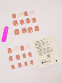 24 móng tay giả và 1 miếng băng keo và 1 giũa móng tay - trái cam - Xem 2