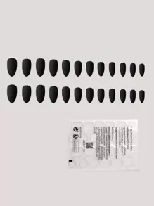 Transform Your Nails with 24pcs Short Coffin Fake Nail & 1pc Nail File & 1sheet Tape - Black - View 2