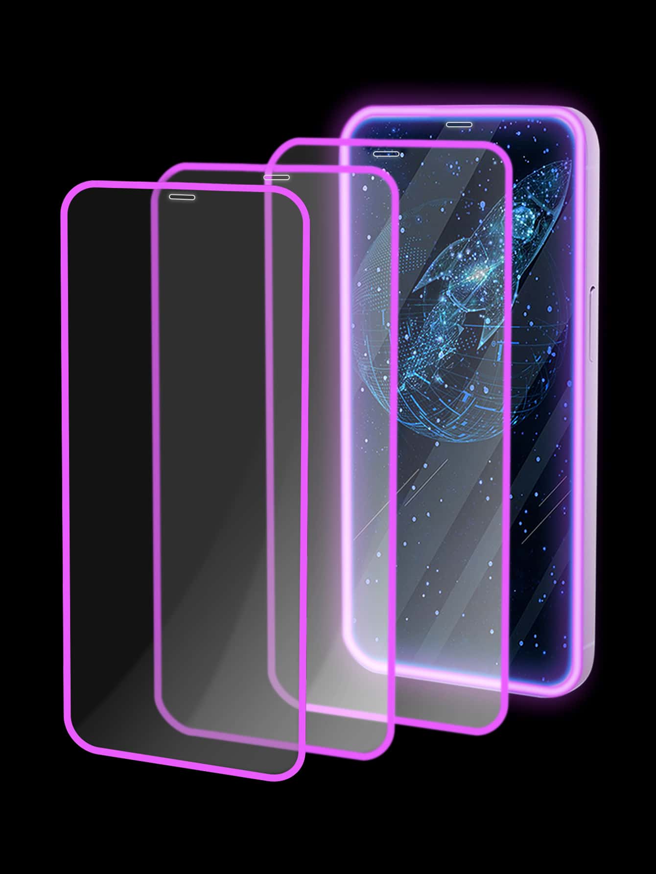 3 miếng dán bảo vệ phát sáng trong bóng tối Tương thích với iPhone - Màu tím - Xem 1