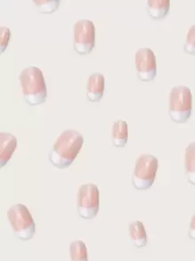 prettysecrets 24pcs Press On Nails Short Almond, French Tips Simple Nails On Press Nails Supplies Fake Nails, Suitable For Daily Use - Multicolor - View 5