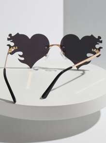 Heart Lens Design Fashion Glasses - Green - View 2