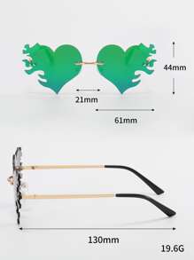 Heart Lens Design Fashion Glasses - Green - View 4