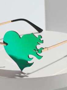 Heart Lens Design Fashion Glasses - Green - View 5