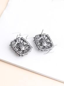 水鑽裝飾幾何耳釘