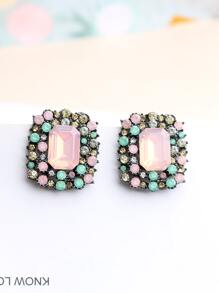 水鑽裝飾幾何耳釘