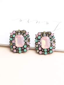 水鑽裝飾幾何耳釘