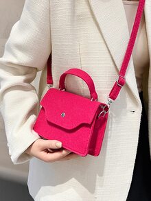Mini Neon Pink Flap Square Bag - Hot Pink - View 6