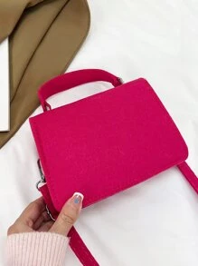 Mini Neon Pink Flap Square Bag - Hot Pink - View 2