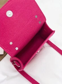 Mini Neon Pink Flap Square Bag - Hot Pink - View 5