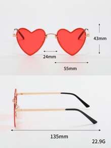Heart Frame Fashion Glasses - Red - View 3