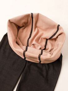 1pair Women's Black Velvet Warm Tights With Sexy Garter Belt Design