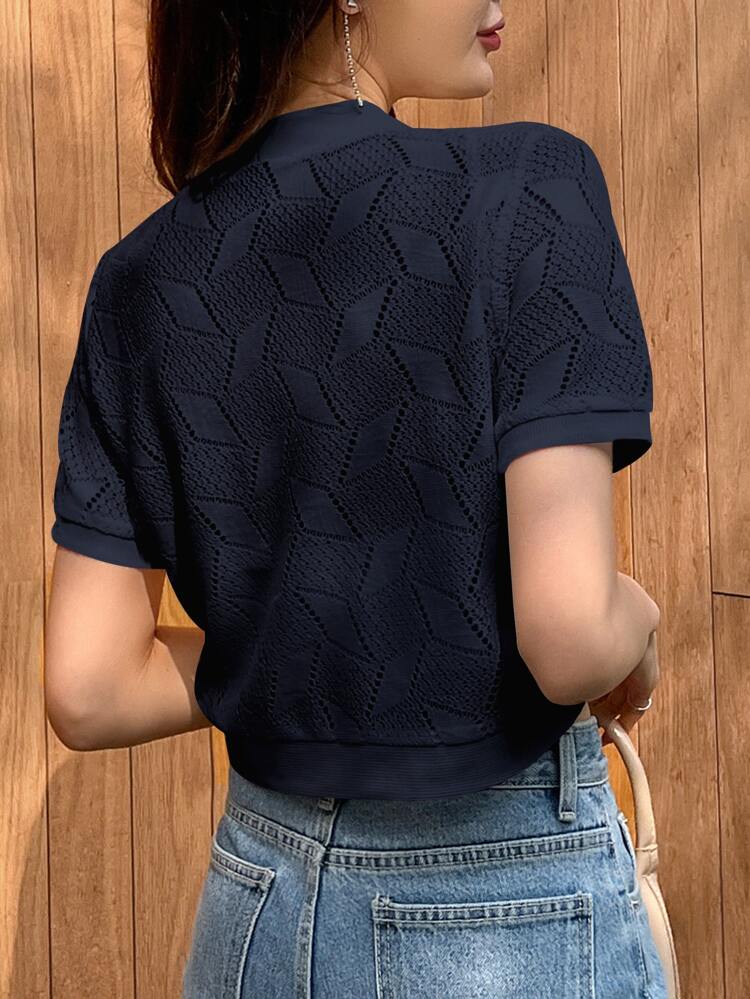 Solid Pointelle Knit Duster Cardigan