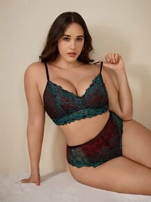 Set de lencería con encaje floral - Multicolor - Ver 1