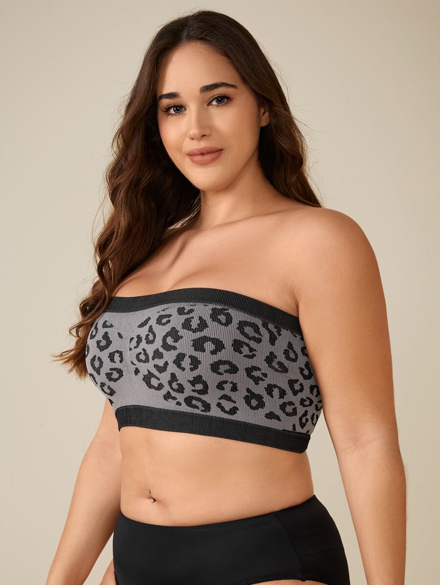 Plus Leopard Bandeau Bra - Multicolor - View 1