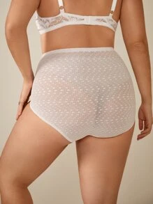 Plus Contrast Mesh Panty - White - View 2
