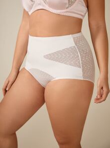 Plus Contrast Mesh Panty - White - View 4