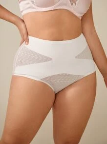 Plus Contrast Mesh Panty - White - View 5