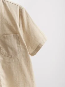 SHEIN Boys Notched Neck Shirt - Khaki - View 4