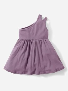 SHEIN Baby One Shoulder A-line Dress - Mauve Purple - View 2