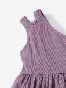 SHEIN Baby One Shoulder A-line Dress - Mauve Purple - View 4