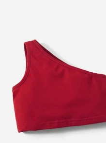 SHEIN 寶寶女孩單肩上衣和紙袋腰短褲 - 紅色 - 查看 3