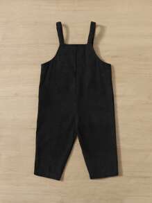 SHEIN 男嬰補丁貼口袋背帶褲不帶T恤 - 黑色 - 查看 2